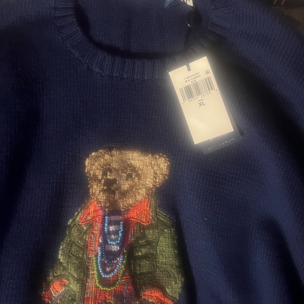 Polo Ralph Lauren Navy Sweater with Bear Motif